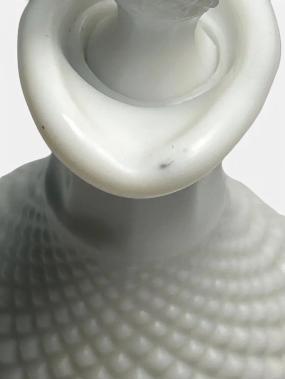 Vintage Antique White Milk Glass Lidded Pitcher Creamer Hobnail Rough Pontil 4.5